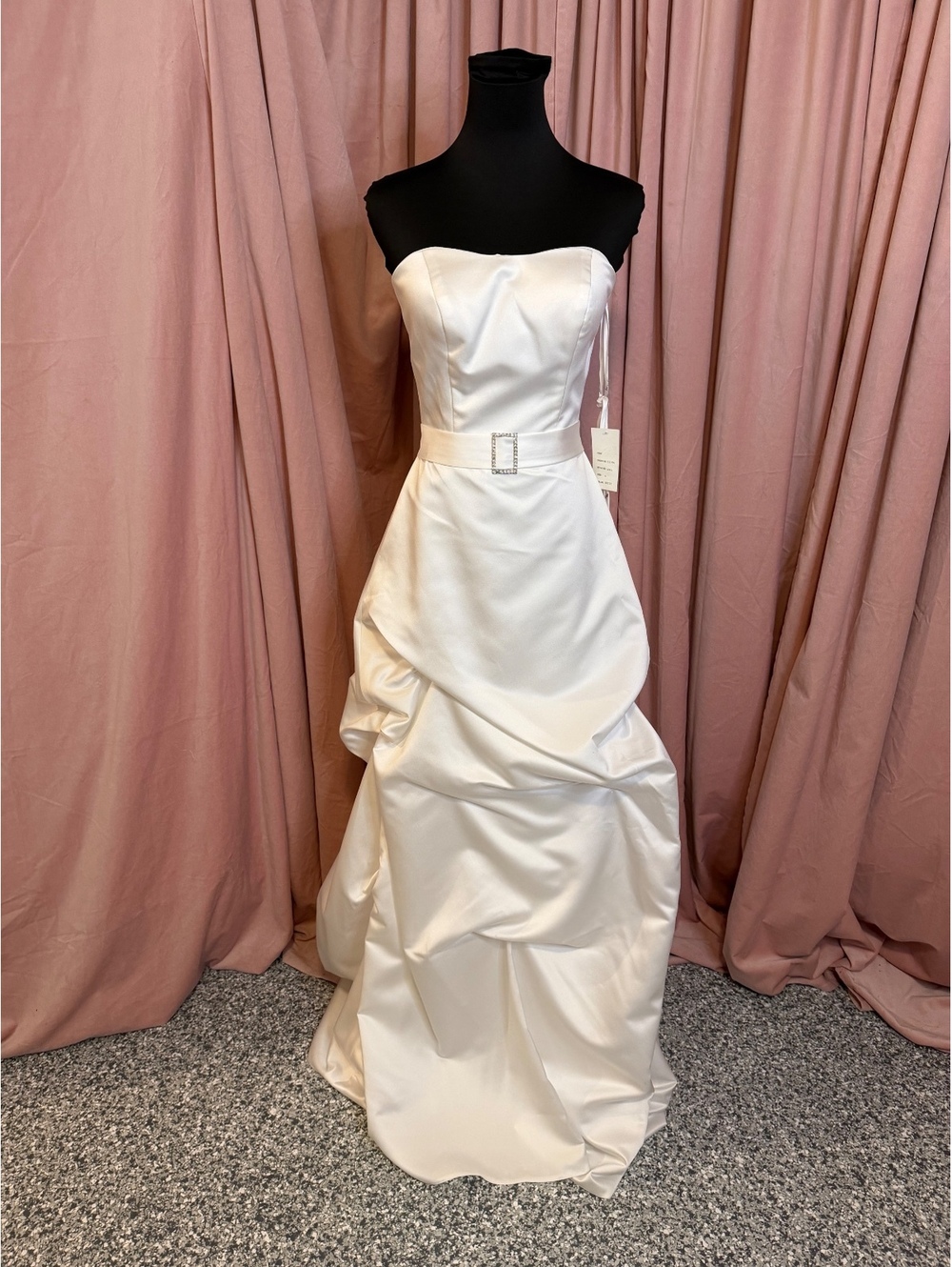 Destiny Strapless White Wedding Dress Size 6 with Belt Detail